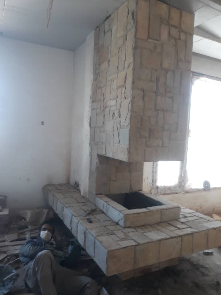 ساختمان ویلای اجرای شومینه