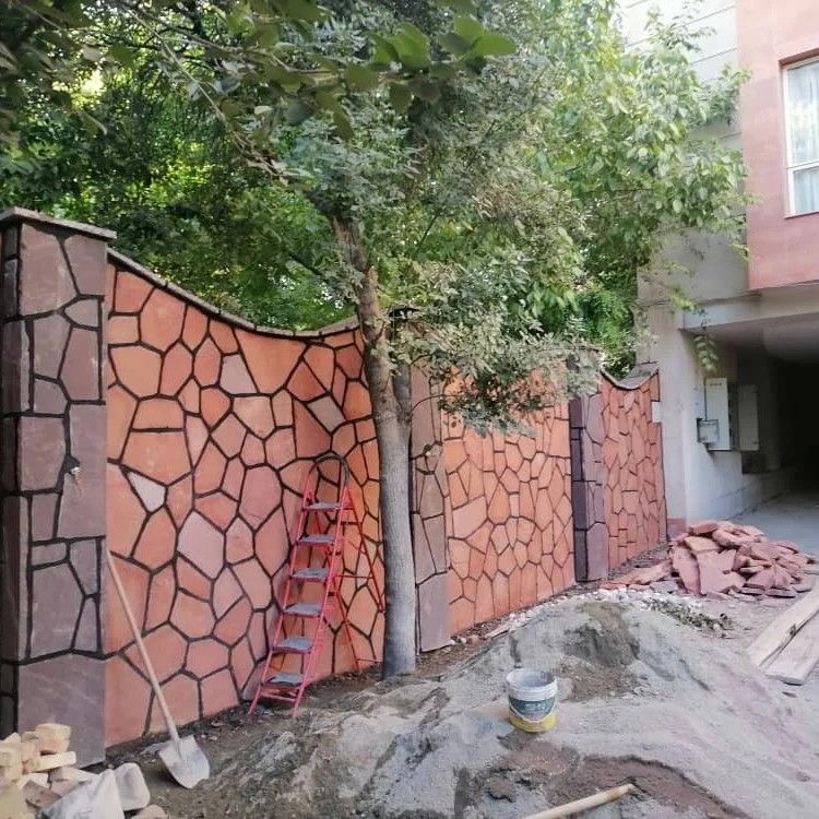اجرای سنگ لاشه و سنگ مالون برای کف سازی محوطه سازی باغ ویلا حیاط ساختمان  